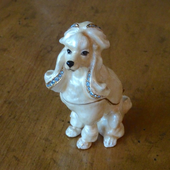 Rucinni Swarovski Crystal French Poodle Cream Enamel Trinket Pill Box Decoration - Picture 4 of 10